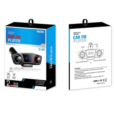 Transmetteur FM Multifonctions ,Bluetooth , V5 , MP3 , Appels ,Charge Avec 2 Ports USB M20 --
